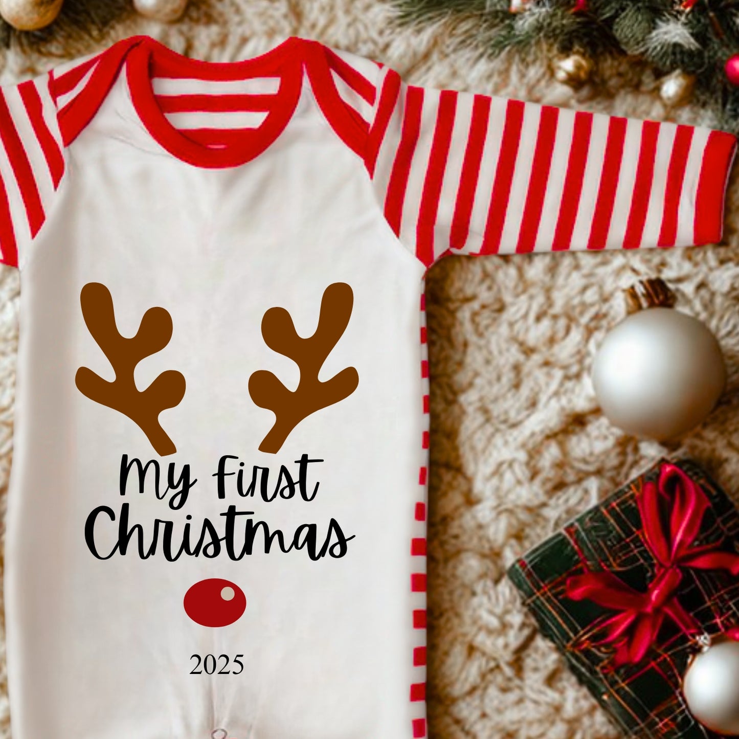 Baby's First Christmas - Personalised Reindeer Bear