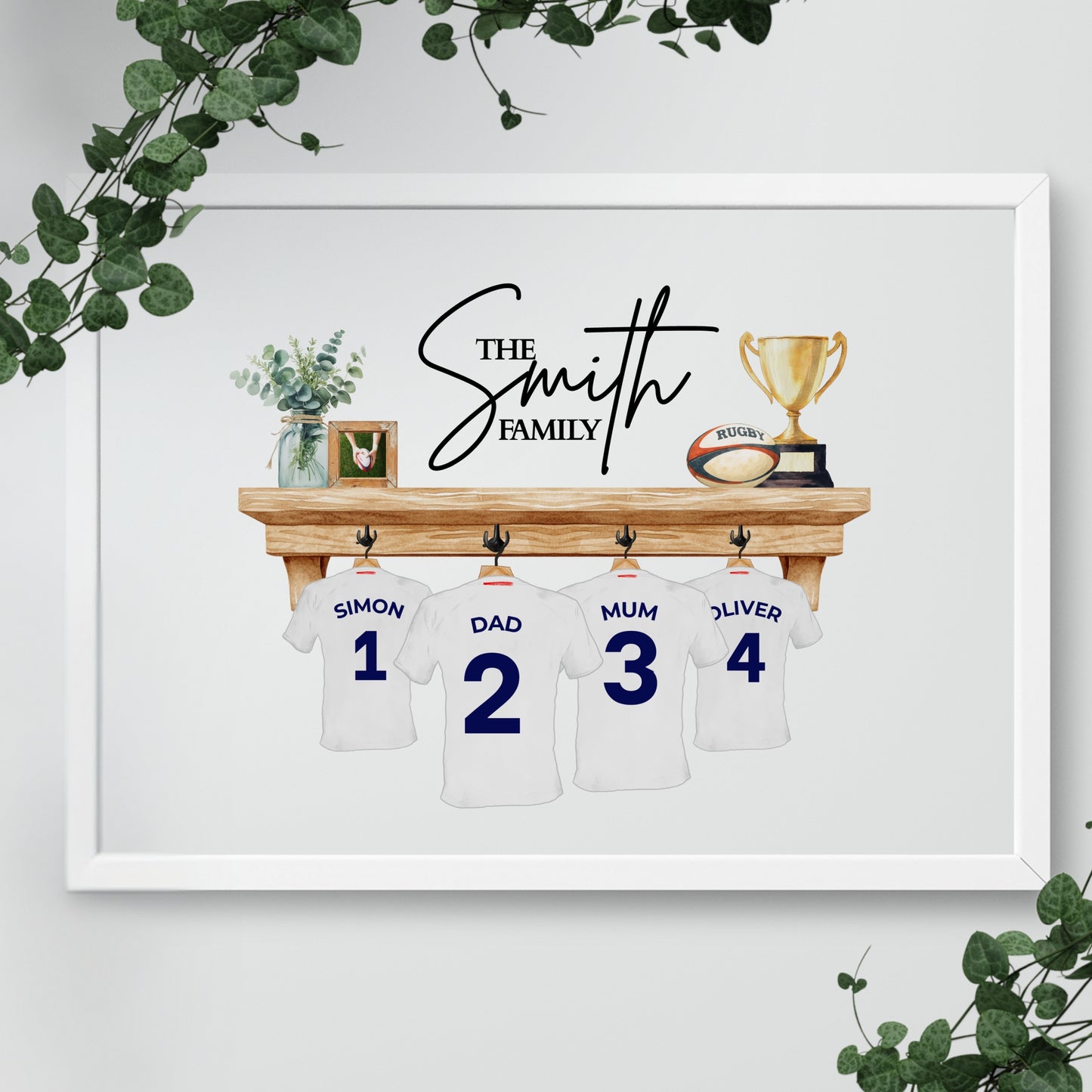 Personalised Rugby Shirt Print | Mug | Cushion | Framed Print