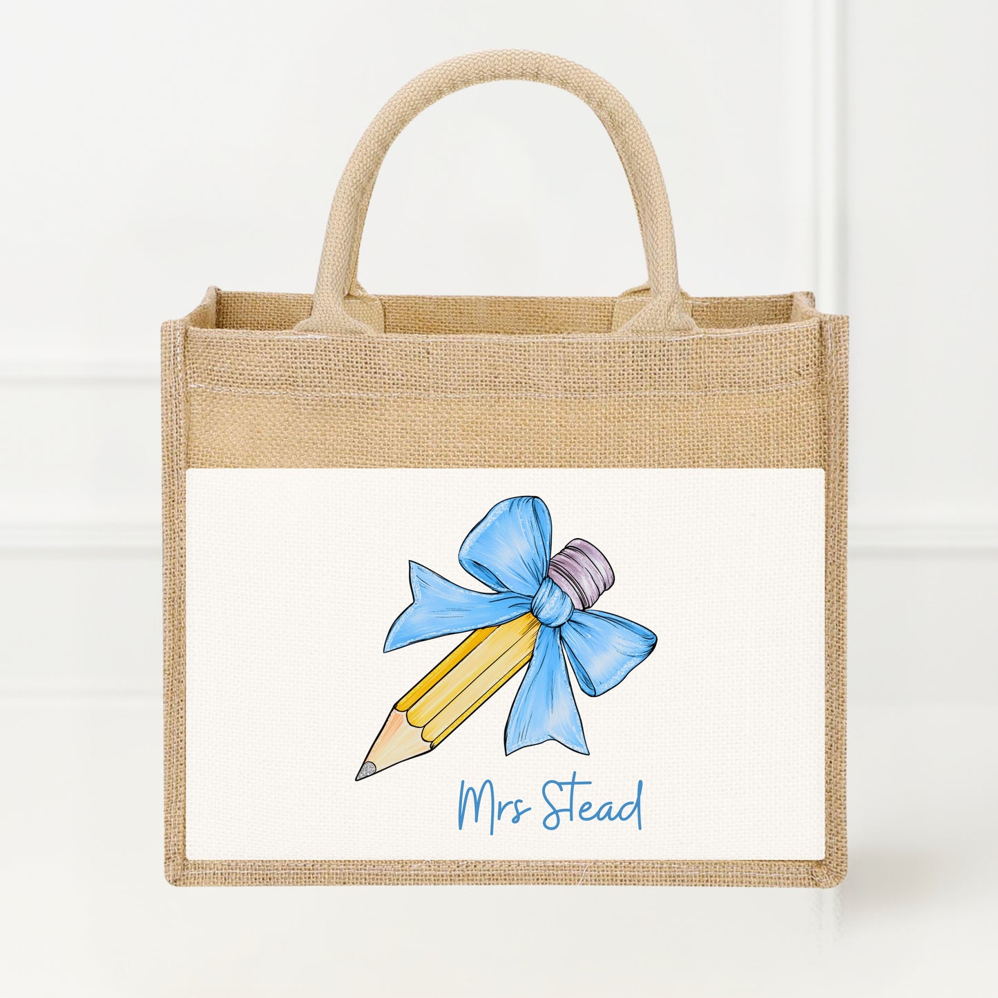 Personalised Teacher Gift Bag - Jute - Light Pink