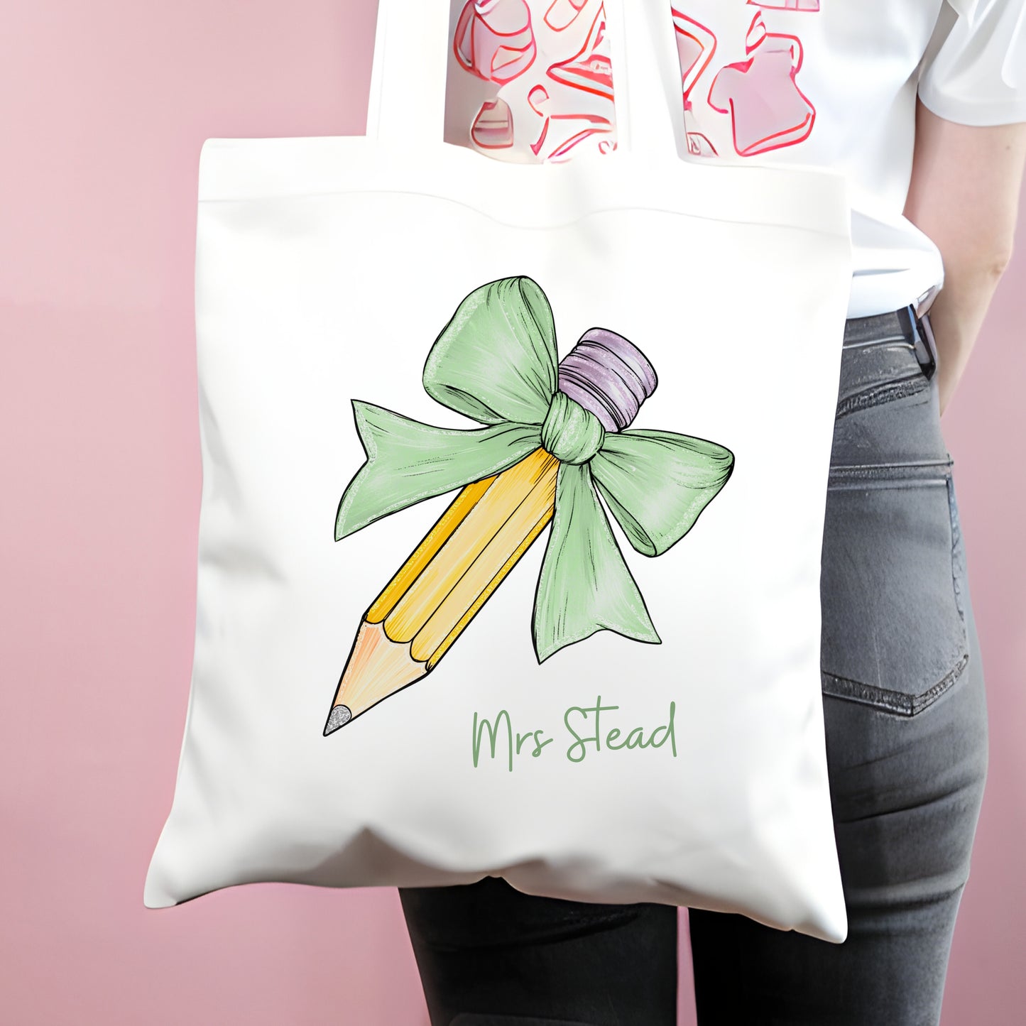 Personalised Teacher Gift Bag - Jute - Light Pink