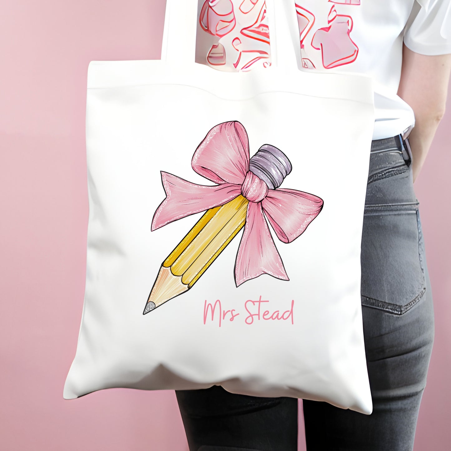 Personalised Teacher Gift Bag - Jute - Light Pink