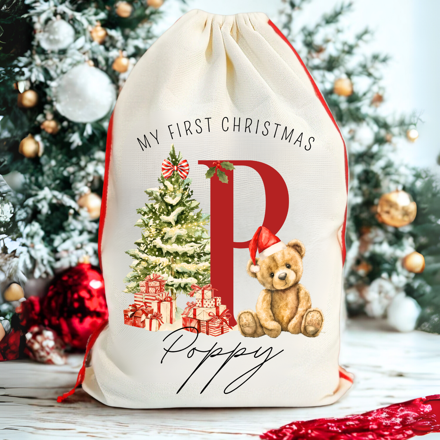Customisable Monogram Santa Present Sack