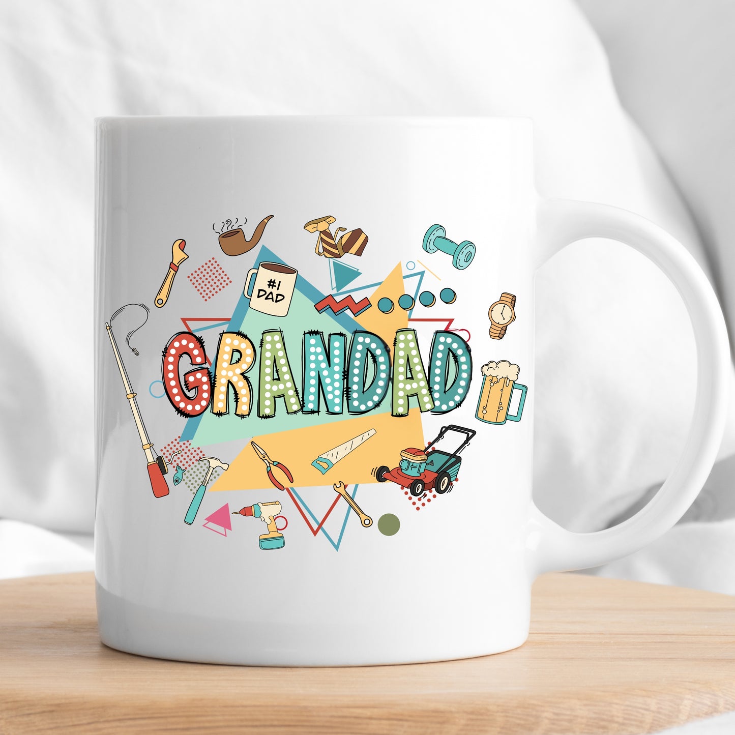 Grandad Colourful Tools & Hobbies Gift Mug