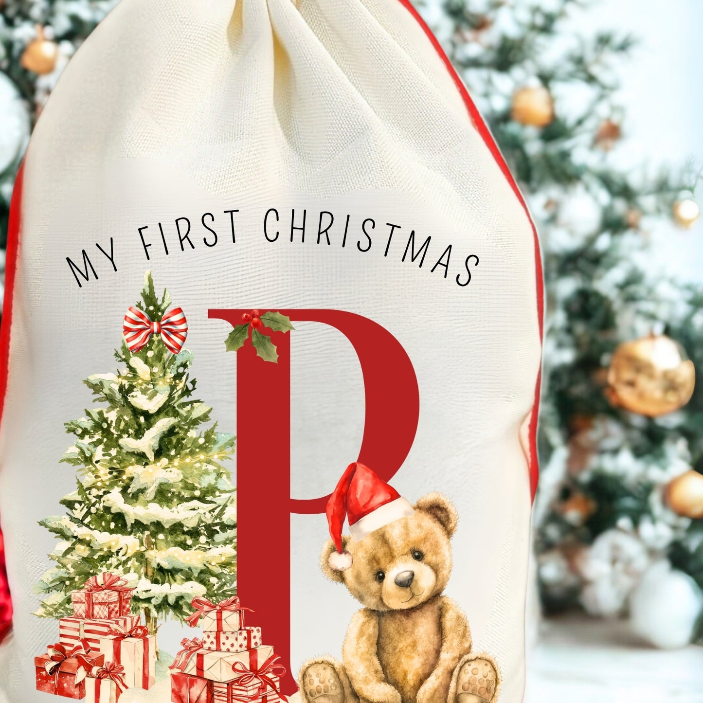 Customisable Monogram Santa Present Sack