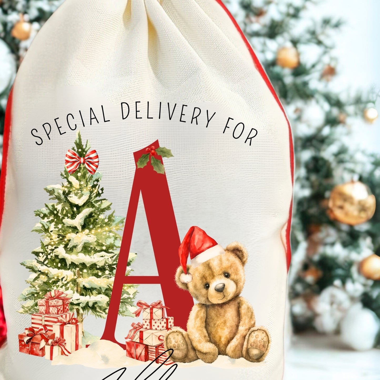 Customisable Monogram Santa Present Sack