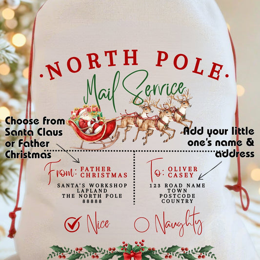 2025 BEST SELLER - Luxury Personalised North Pole Mail Service Santa Sack