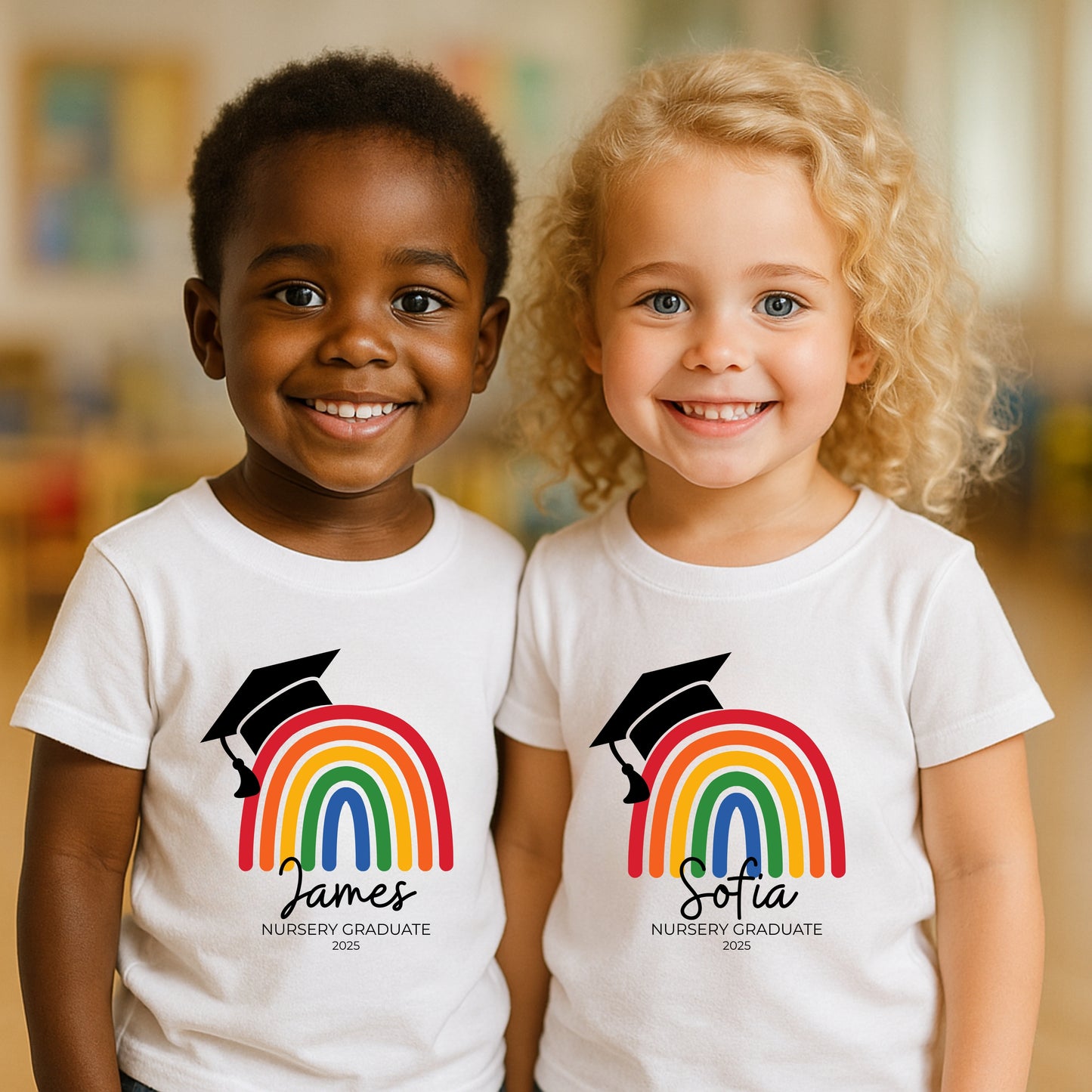 Rainbow Nursery & Preschool Graduate Personalised T-shirt