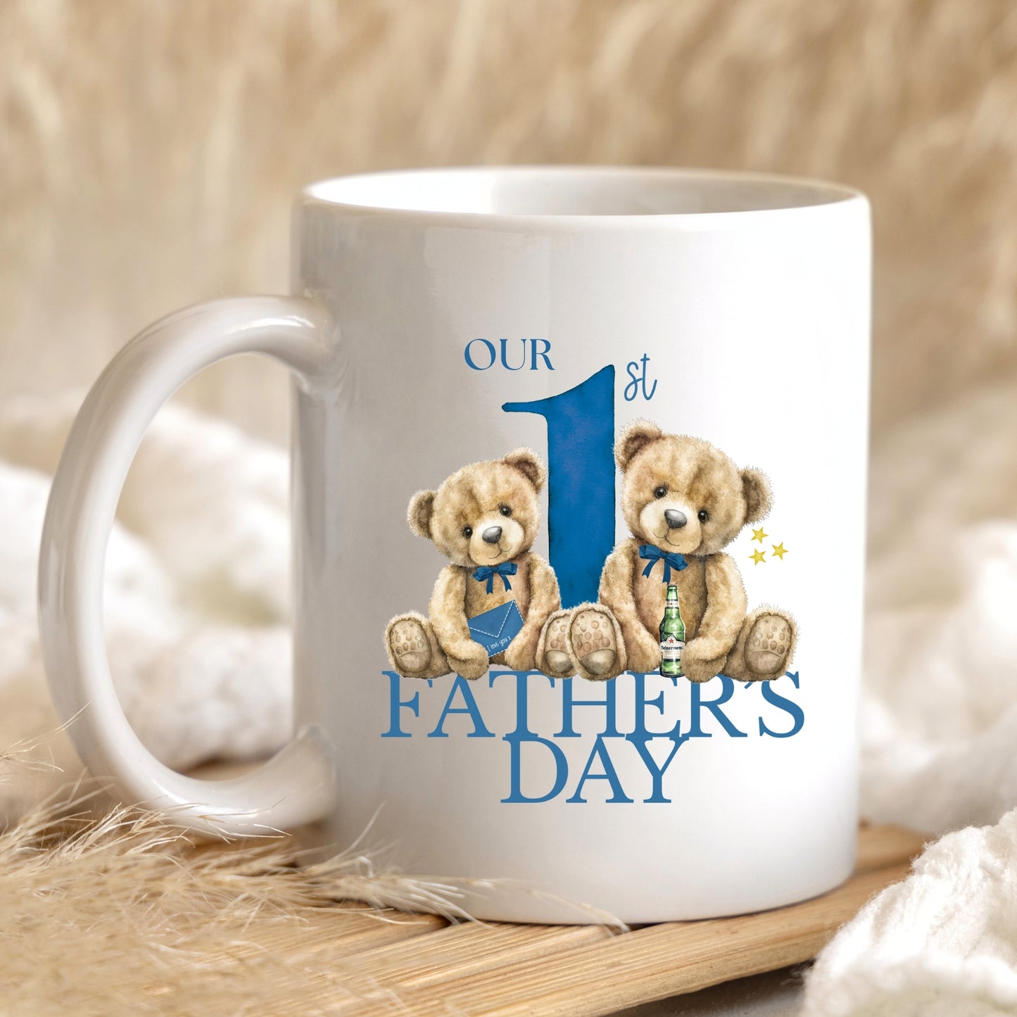 First Fathers Day Gift Mug - Blue Beer Bear