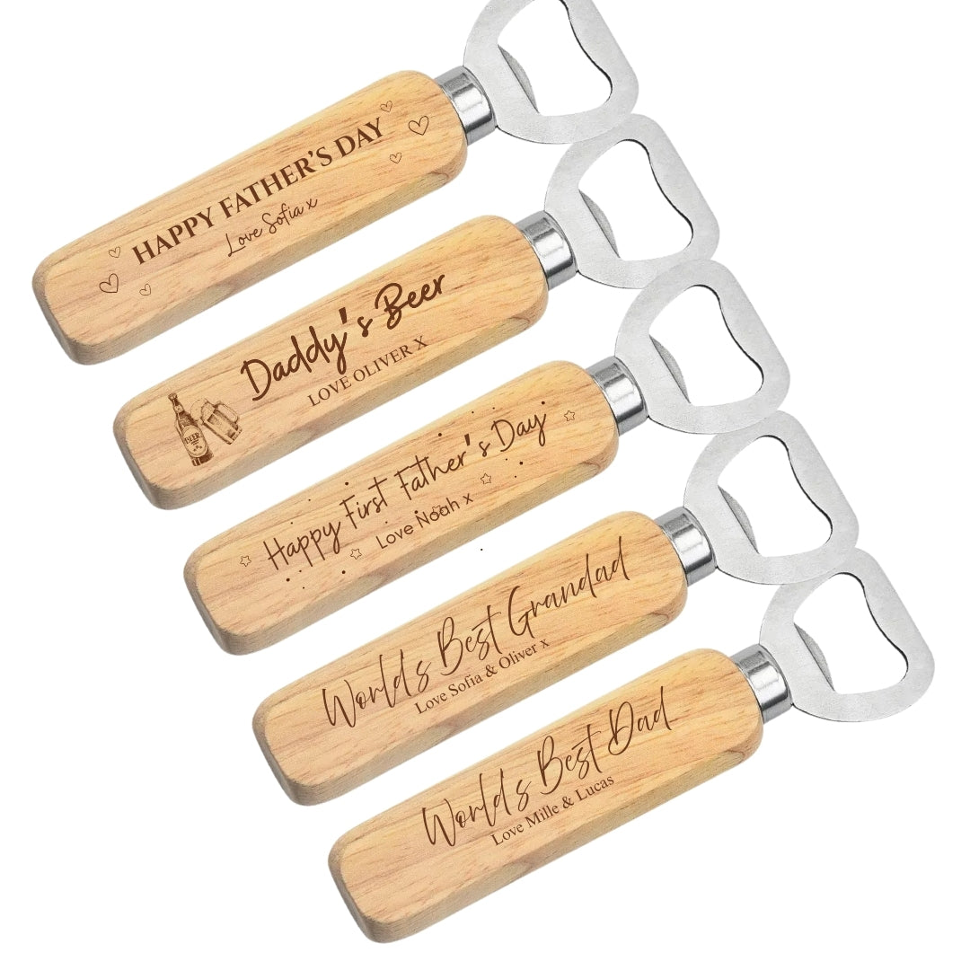 Personalised Wooden Handle Bottle Opener | Father's Day | Grandad Gift