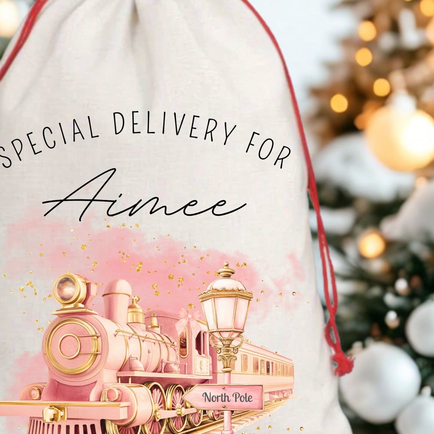 Personalised North Pole Train Santa Sack