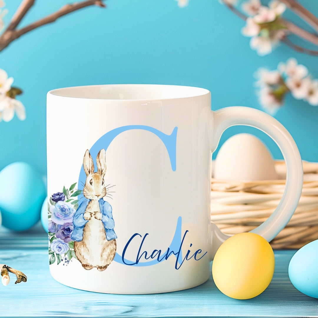 Personalised Monogram & Name Easter Bunny Mug - Pink