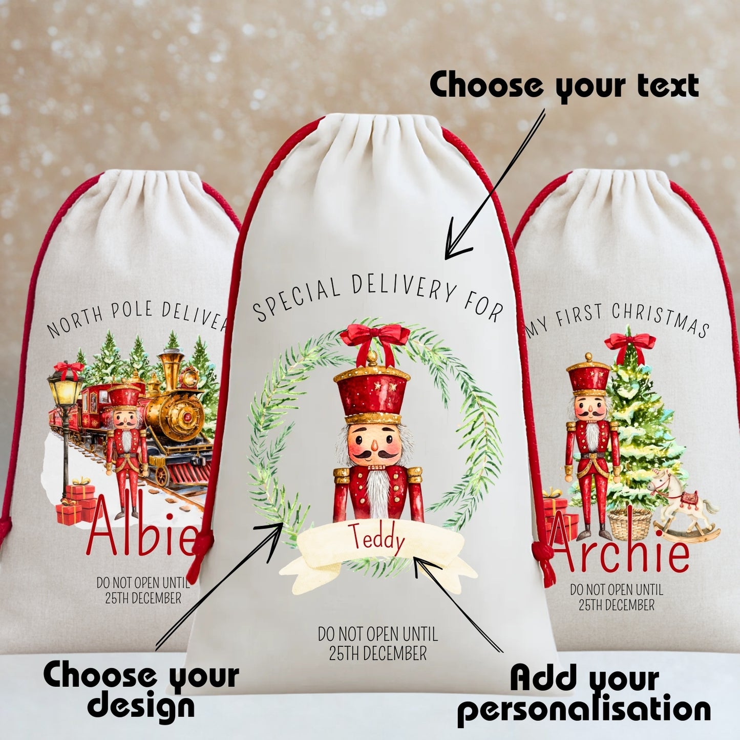 Personalised Luxury Santa Gift Sack - Nutcracker Design