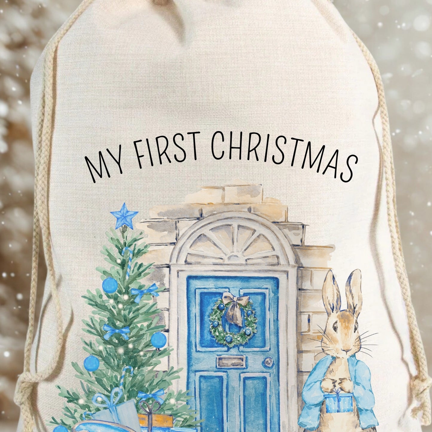 Personalised Baby's First Christmas Rabbit & Bunny Christmas Santa Sack