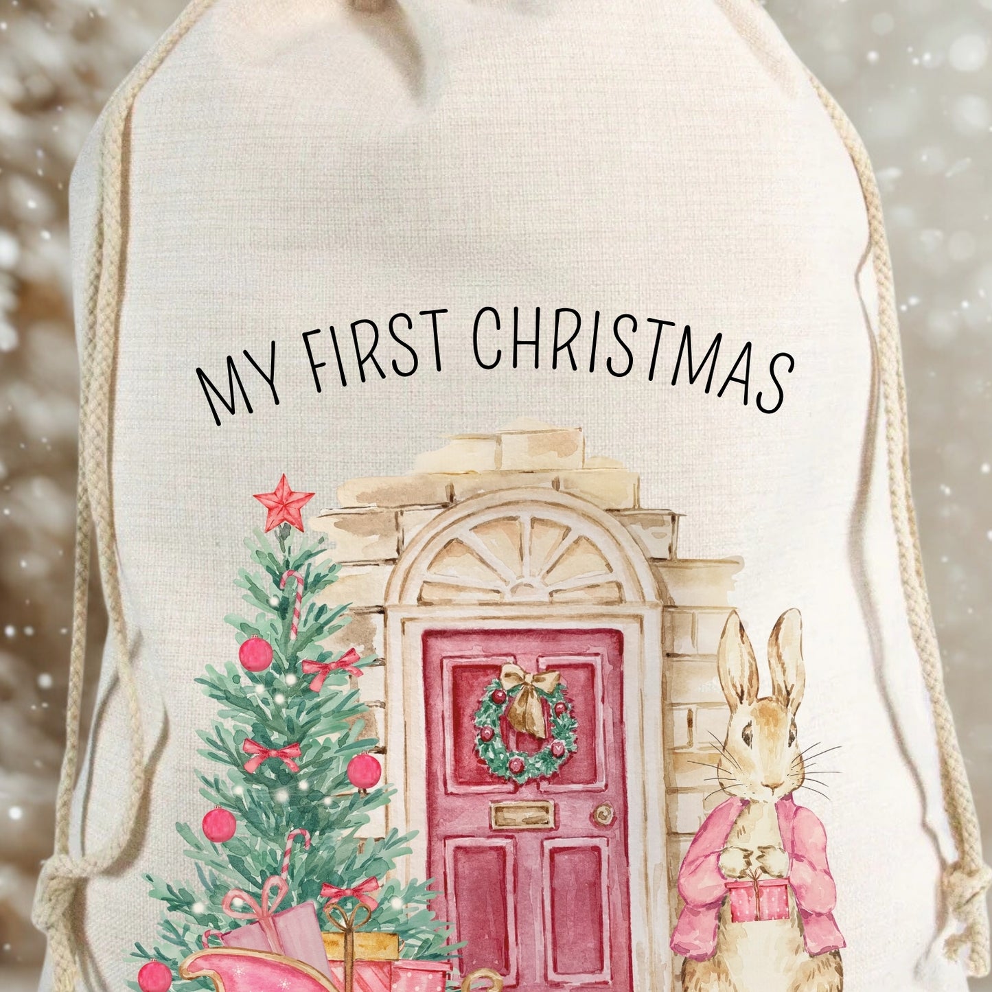 Personalised Baby's First Christmas Rabbit & Bunny Christmas Santa Sack