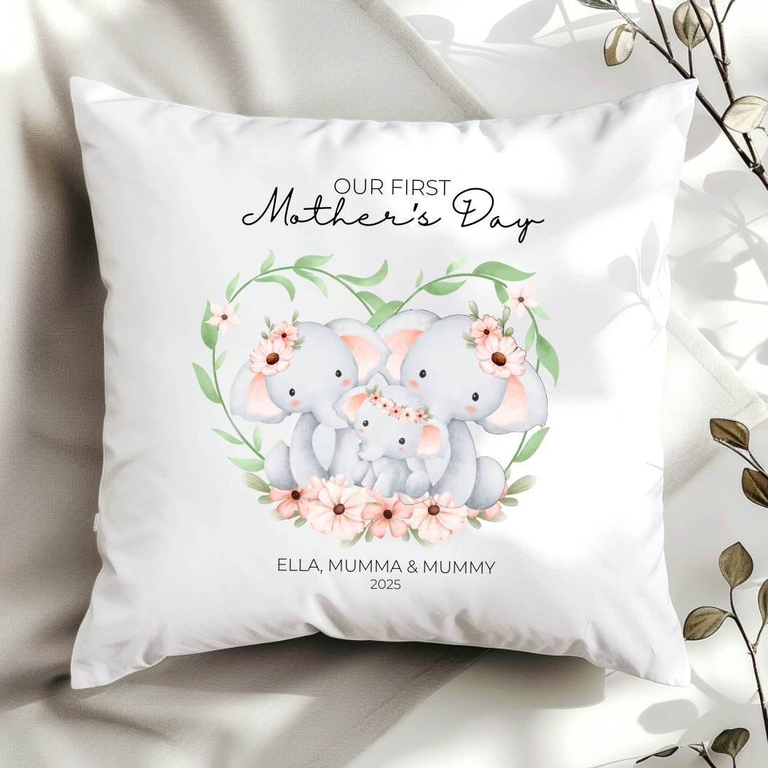 Personalised Two Mummy's First Mother's Day Cushion