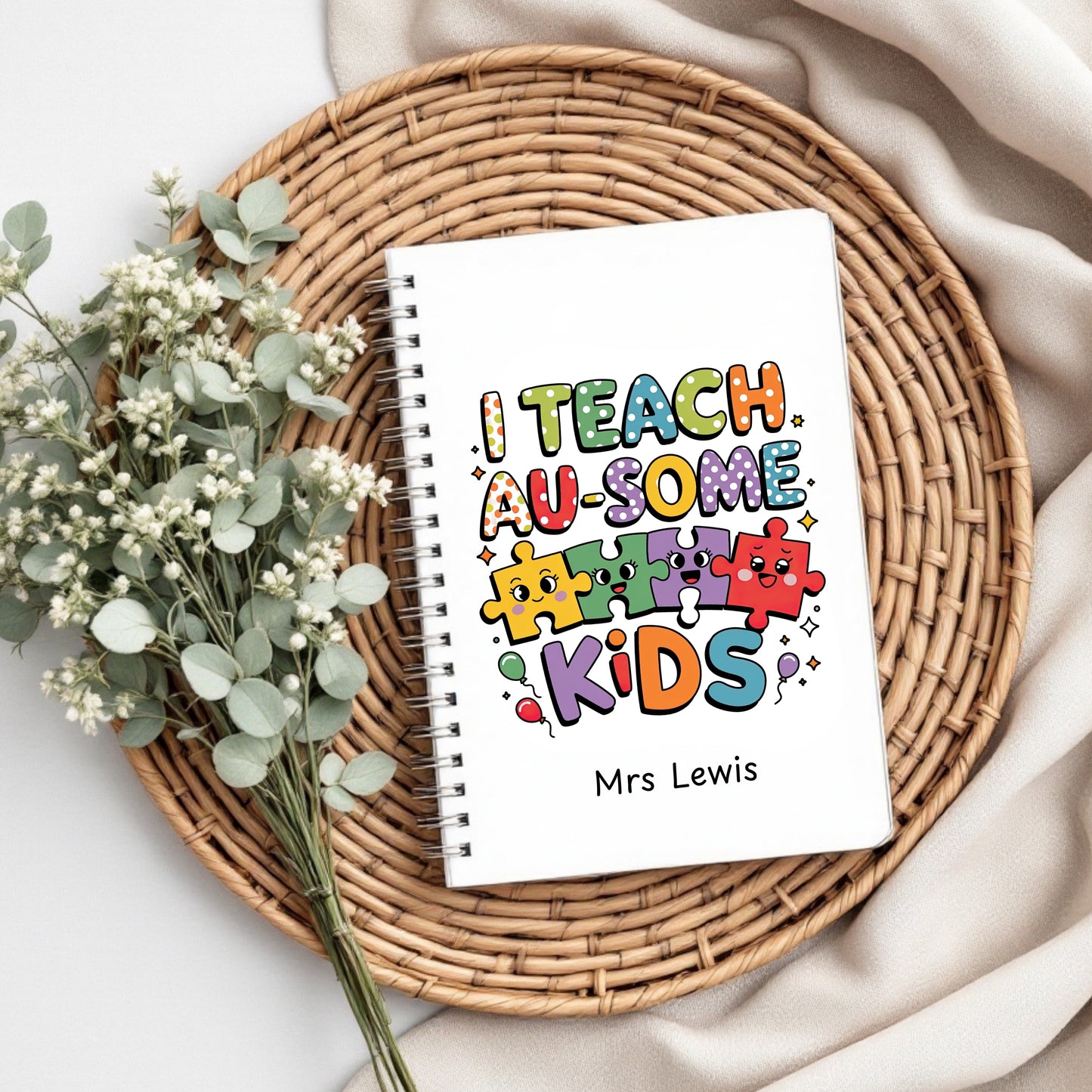 "I Teach Au-some Kids" Personalised A5 Notebook | Thank you | End of Year Teacher Gift