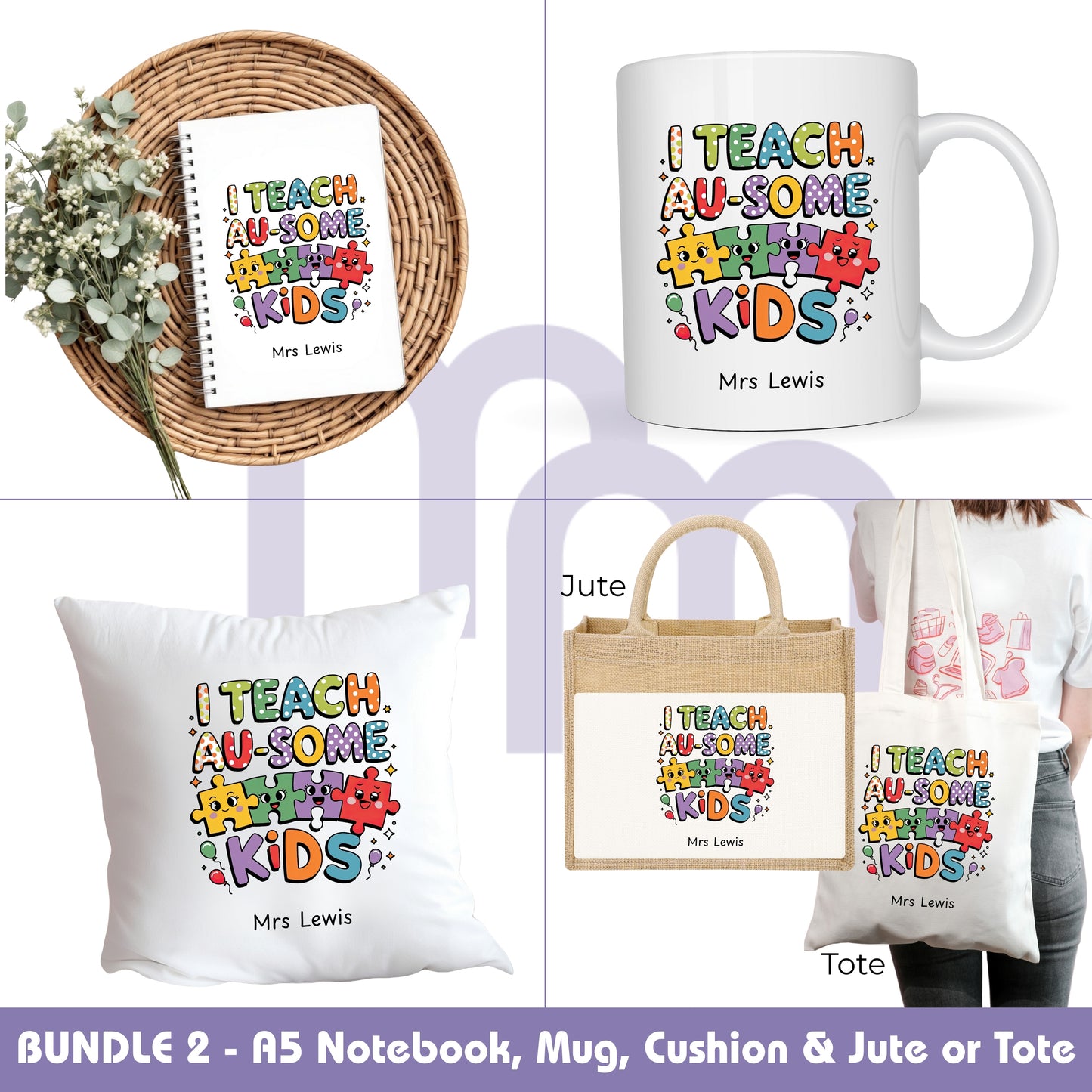 "I Teach Au-some Kids" Personalised A5 Notebook | Thank you | End of Year Teacher Gift
