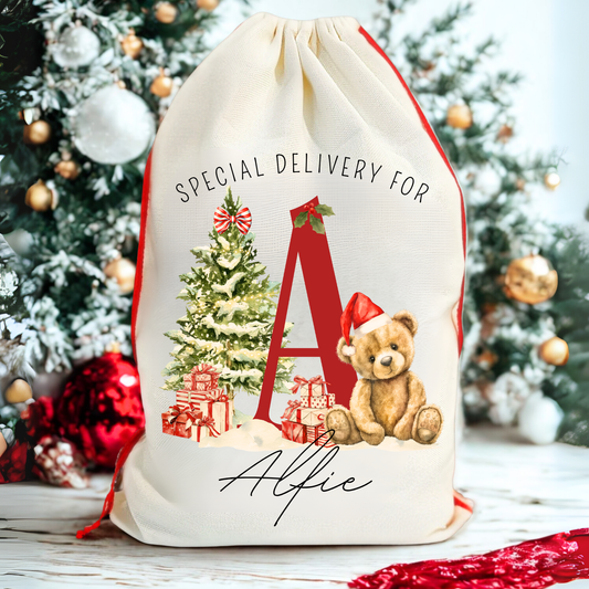 Customisable Monogram Santa Present Sack