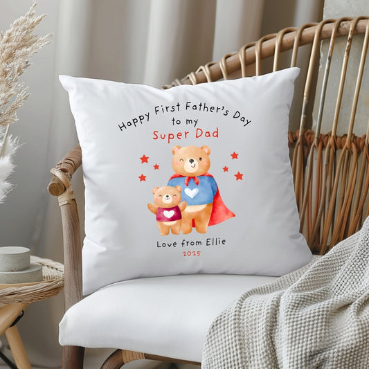 Personalised Happy Father's Day Super Dad Cushion