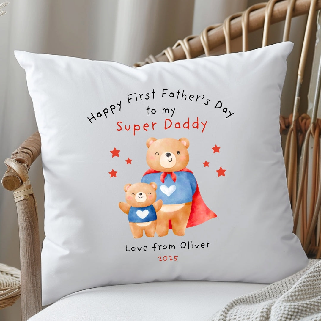 Personalised Happy Father's Day Super Dad Cushion