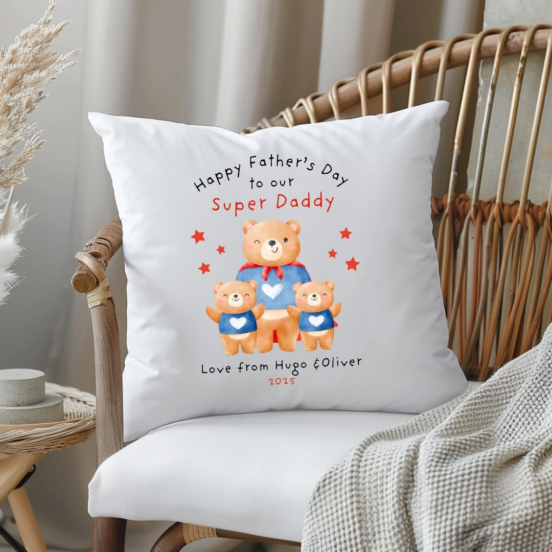 Personalised Happy Father's Day Super Dad Cushion