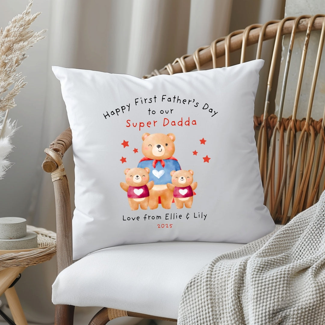 Personalised Happy Father's Day Super Dad Cushion