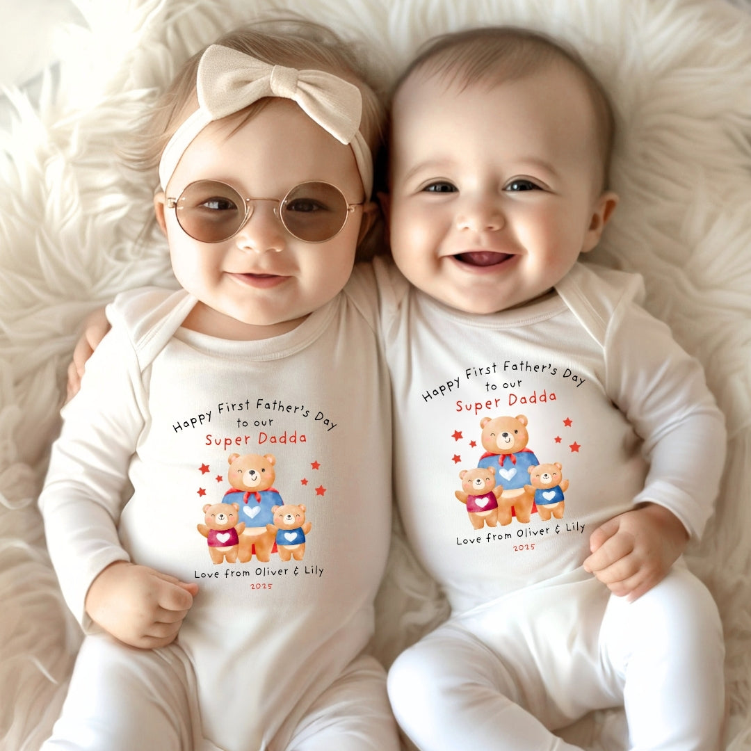 Personalised Father's Day Super Dad Baby Sleepsuit