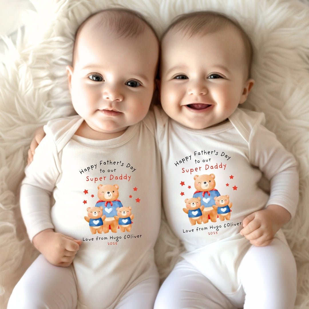Personalised Father's Day Super Dad Baby Sleepsuit