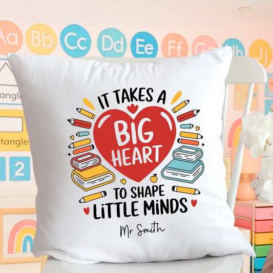 Personalised Big Heart to teach Little Minds Teacher Gift Hearts & Books Design - Tote Bag