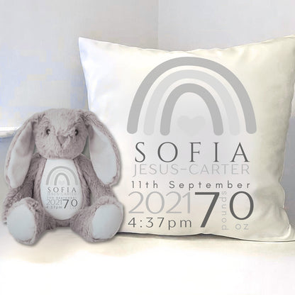 Personalised Baby New Born Bunny & Cushion set