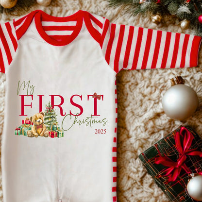 Baby's First Christmas Sleepsuit - 2025 Teddy Baby Pyjamas
