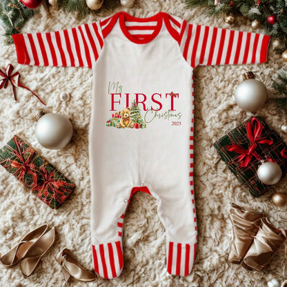 Baby's First Christmas Sleepsuit - 2025 Teddy Baby Pyjamas