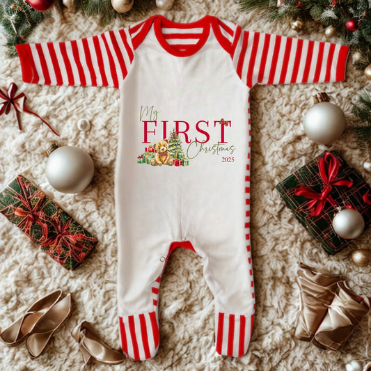 Baby's First Christmas Sleepsuit - 2025 Teddy Baby Pyjamas