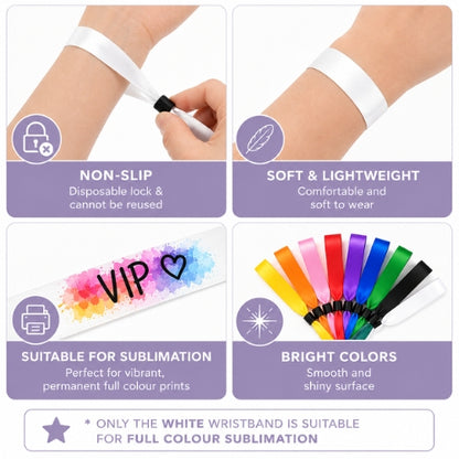 Festival & Event Wrist Bands - White Suitable for Sublilmation