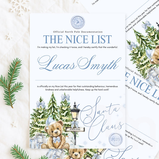 You're on the Nice List Letter from Santa