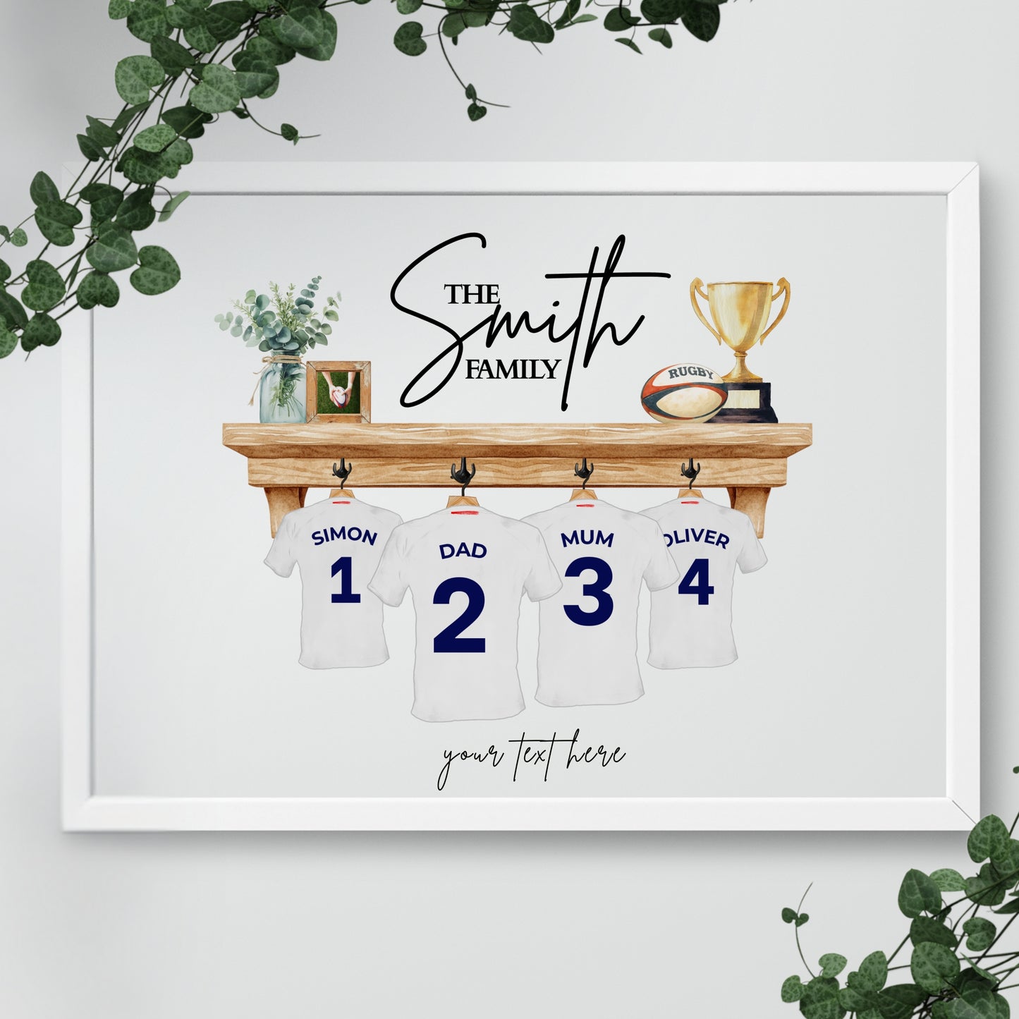 Personalised Rugby Shirt Print | Mug | Cushion | Framed Print