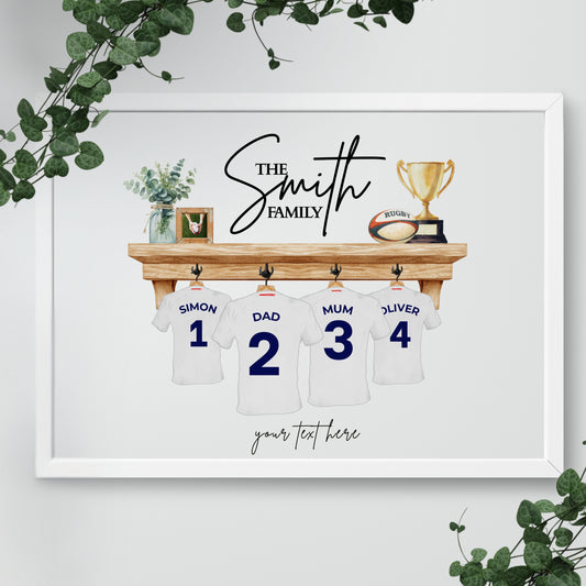 Personalised Rugby Shirt Print | Mug | Cushion | Framed Print