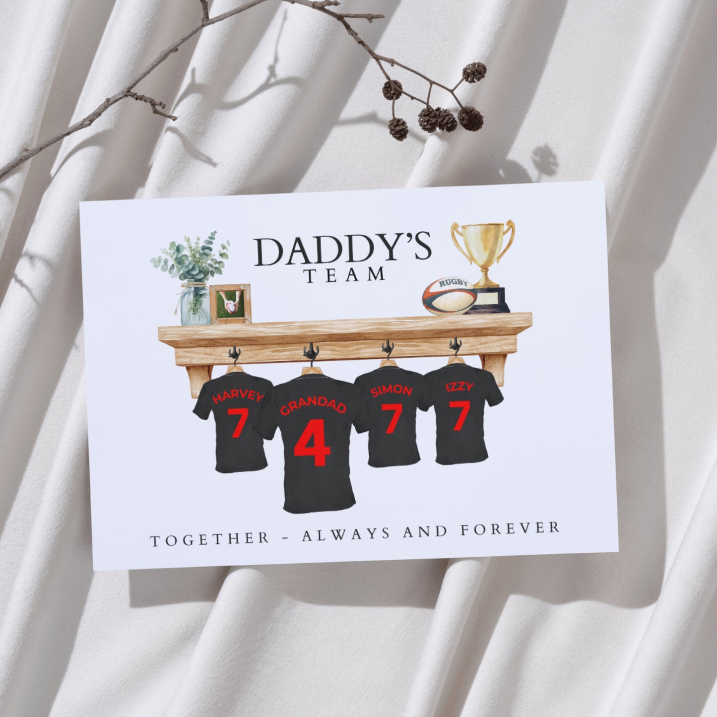 Personalised Rugby Shirt Print | Mug | Cushion | Framed Print