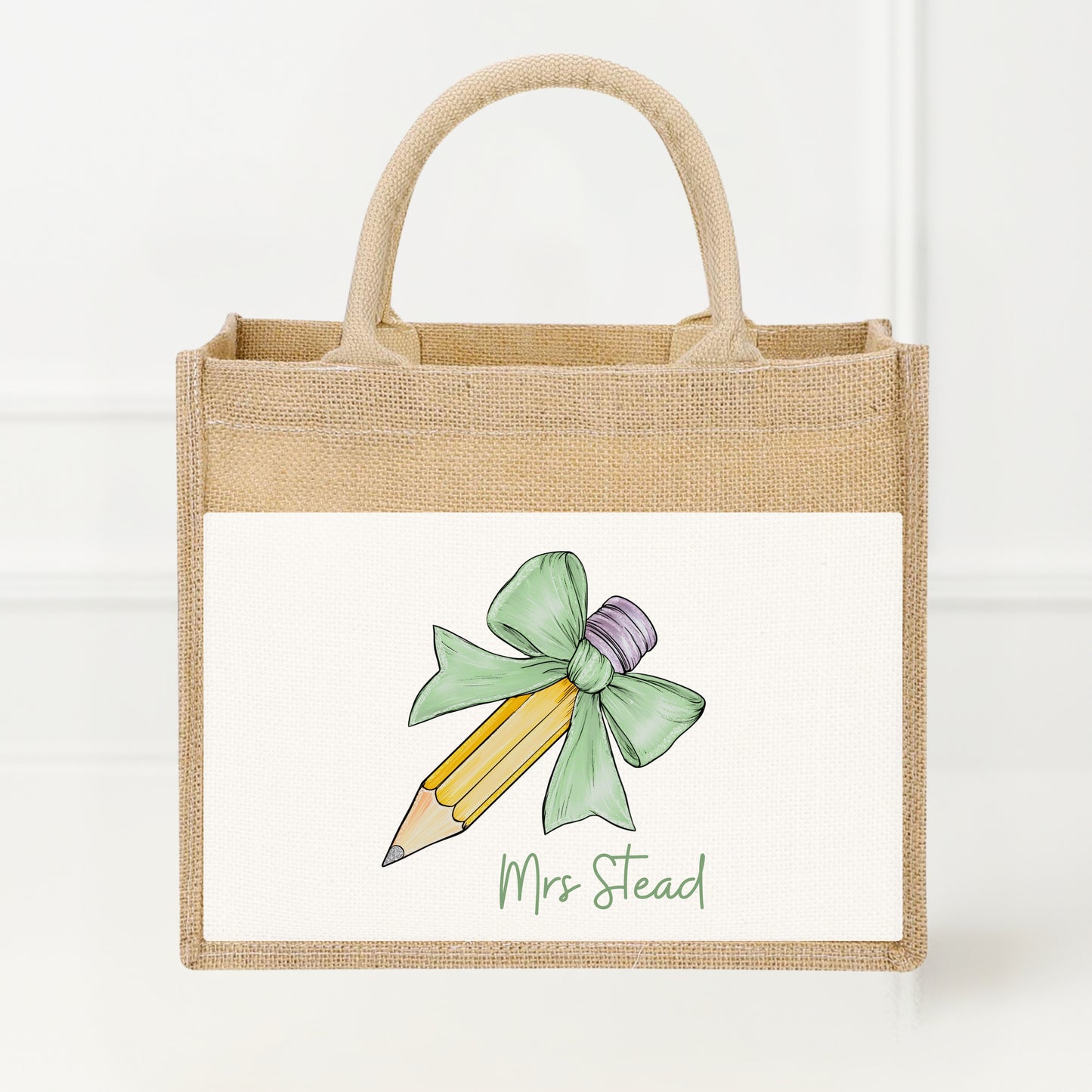 Personalised Teacher Gift Bag  - Jute - Light Pink
