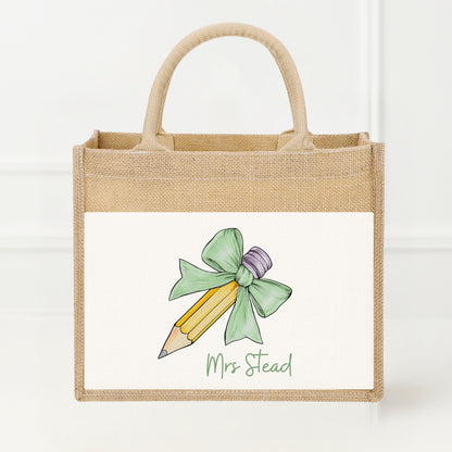 Personalised Teacher Gift Bag  - Jute - Light Pink