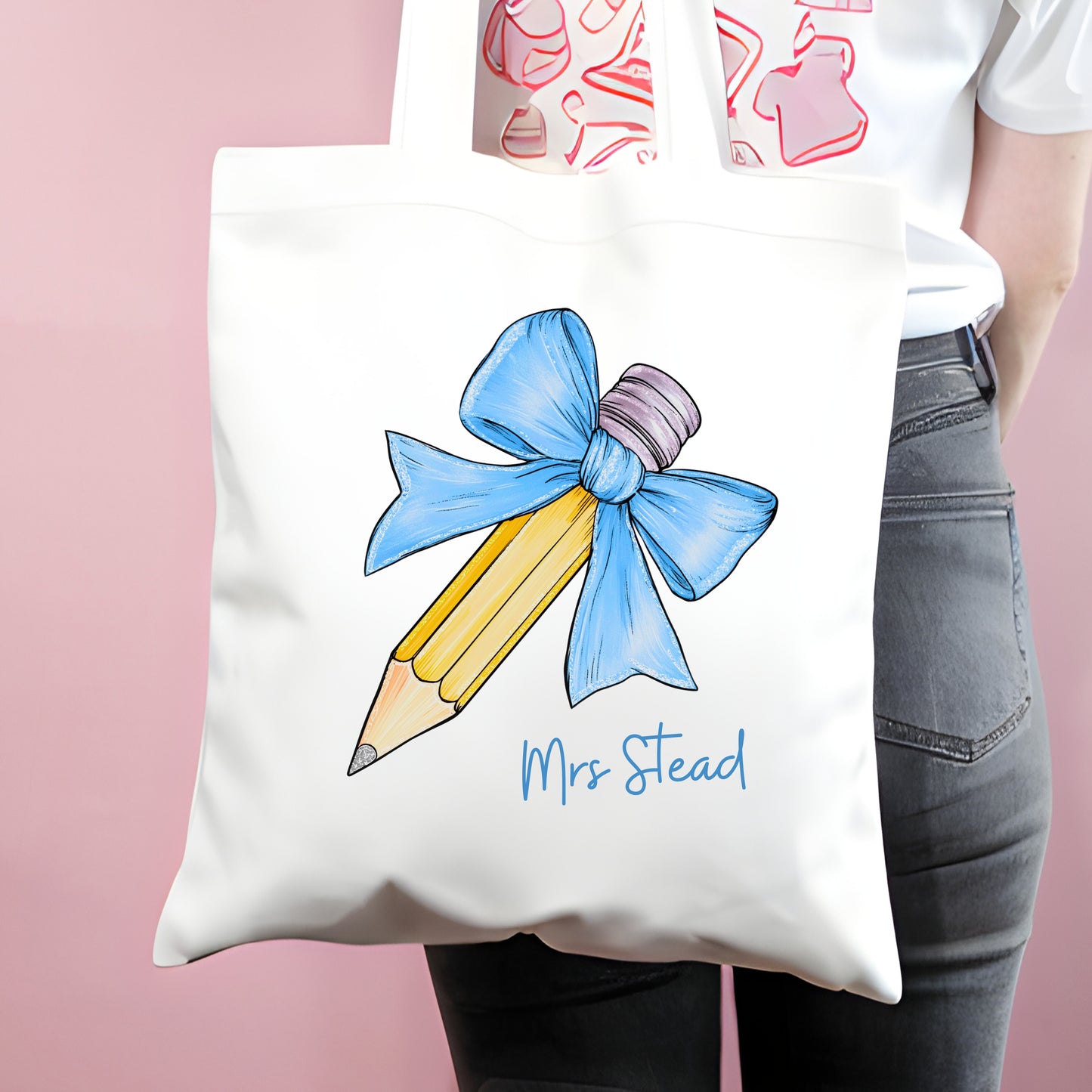 Personalised Teacher Gift Bag  - Jute - Light Pink