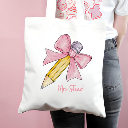 Personalised Teacher Gift Bag  - Jute - Light Pink