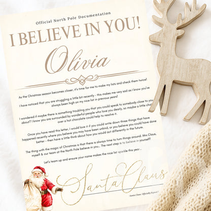 Personalised Letter from Santa – “I Believe in You” | Encouraging Christmas Letter for Children