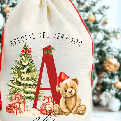 Customisable Monogram Santa Present Sack