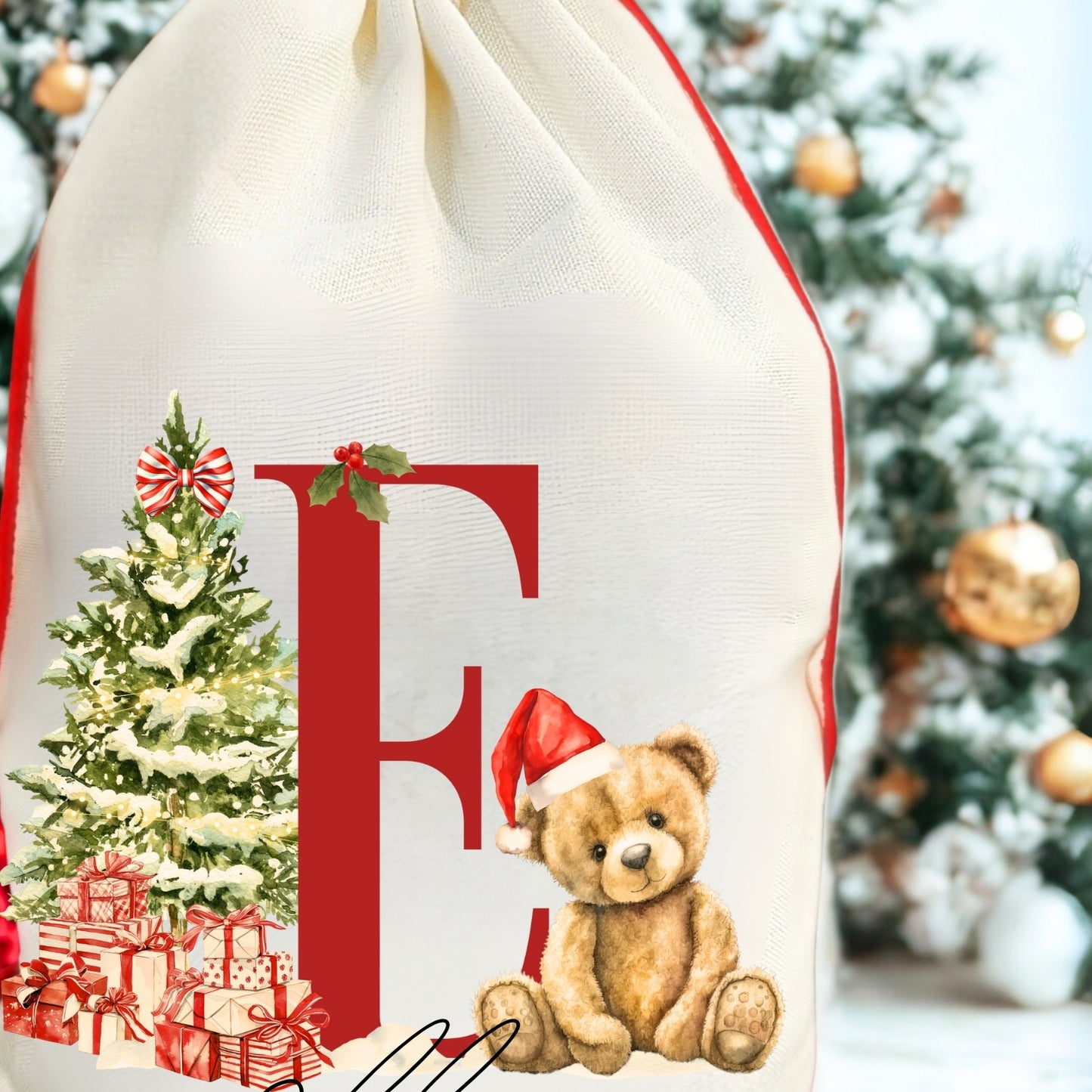 Customisable Monogram Santa Present Sack