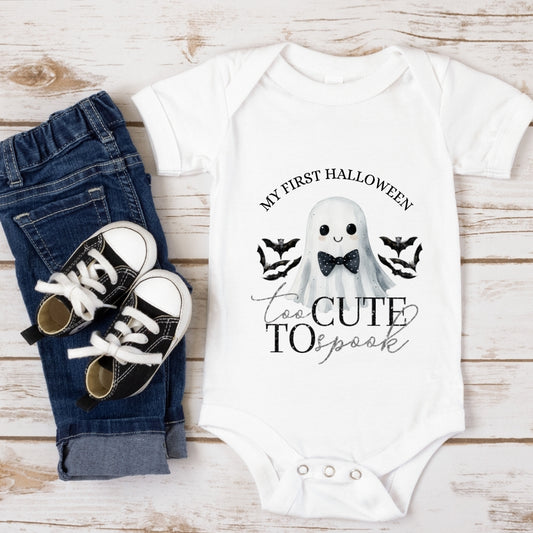 My First Halloween Baby Vest – Too Cute to Spook Ghost Design