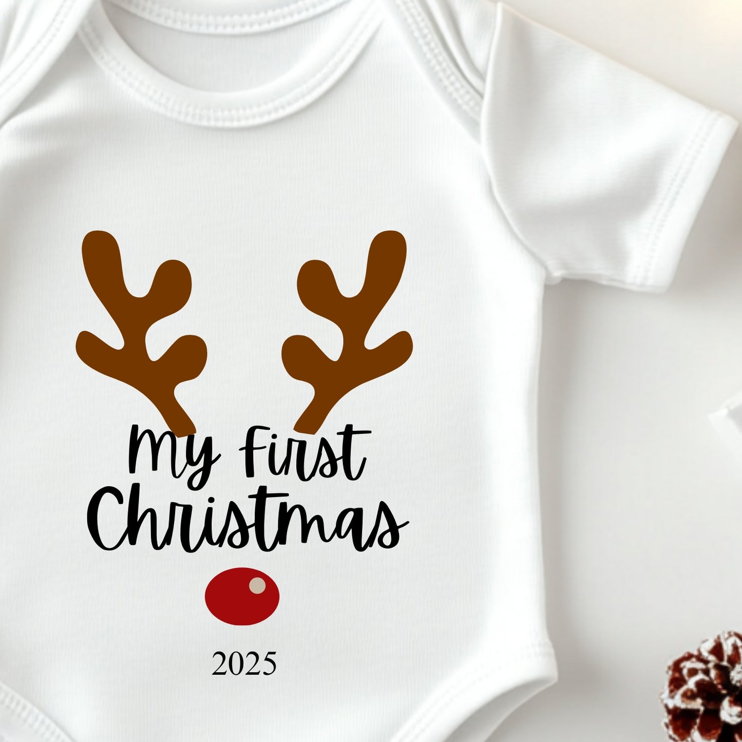 My First Christmas Baby Sleepsuit & Vest Set 2025 – Reindeer Design