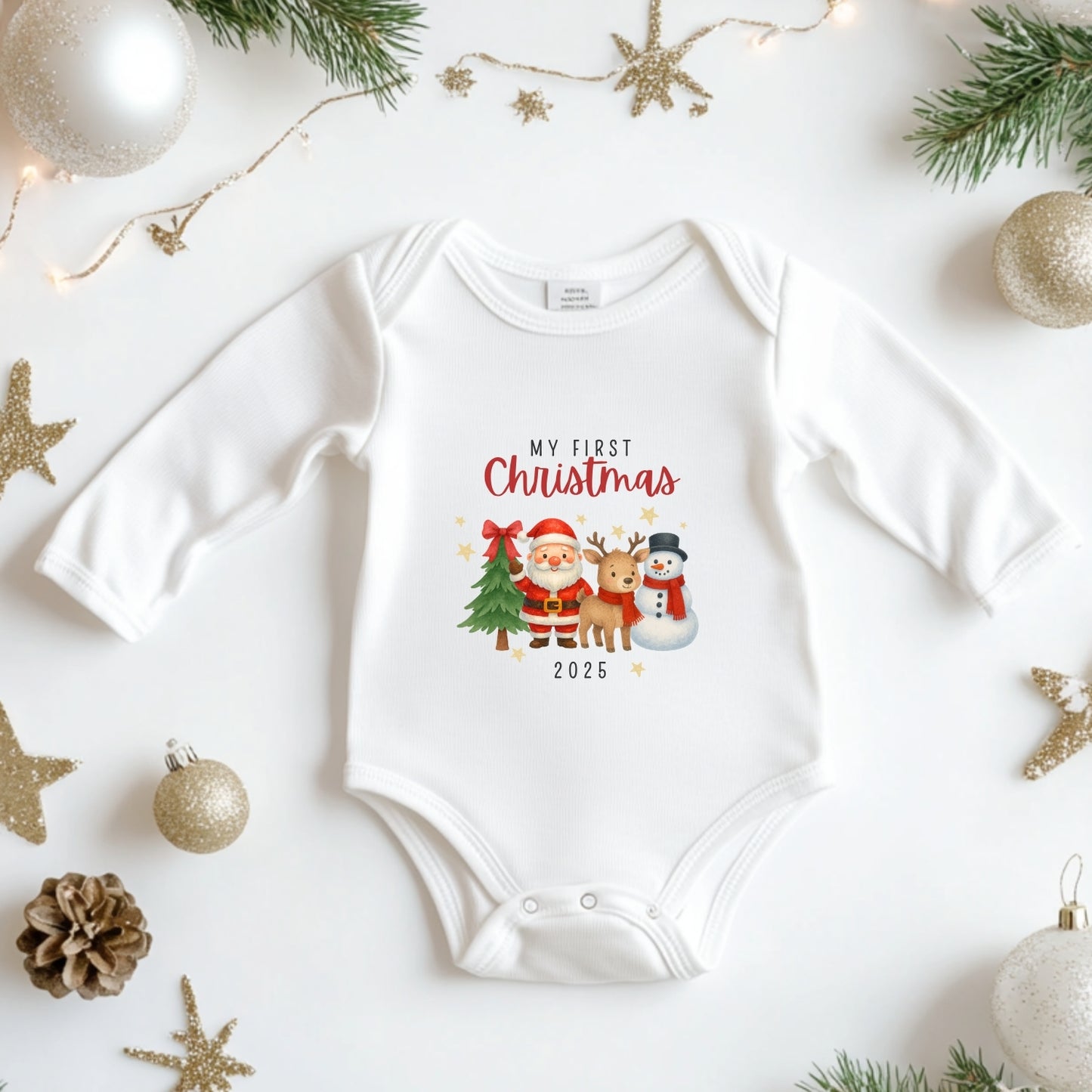 My First Christmas Traditional Characters Onesie & Vest Set