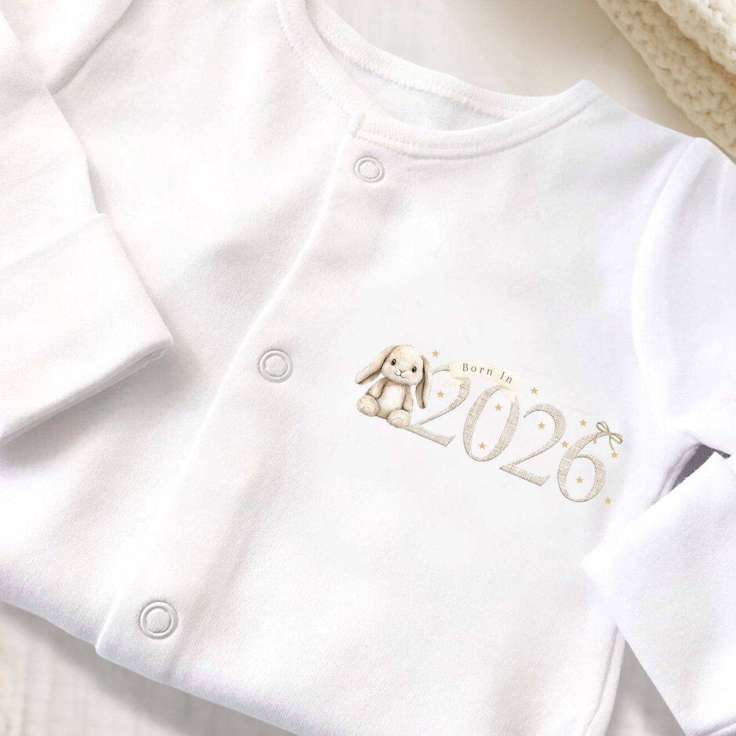 Born in 2026 Baby Vest & Sleepsuit Gift Set – Bunny Design