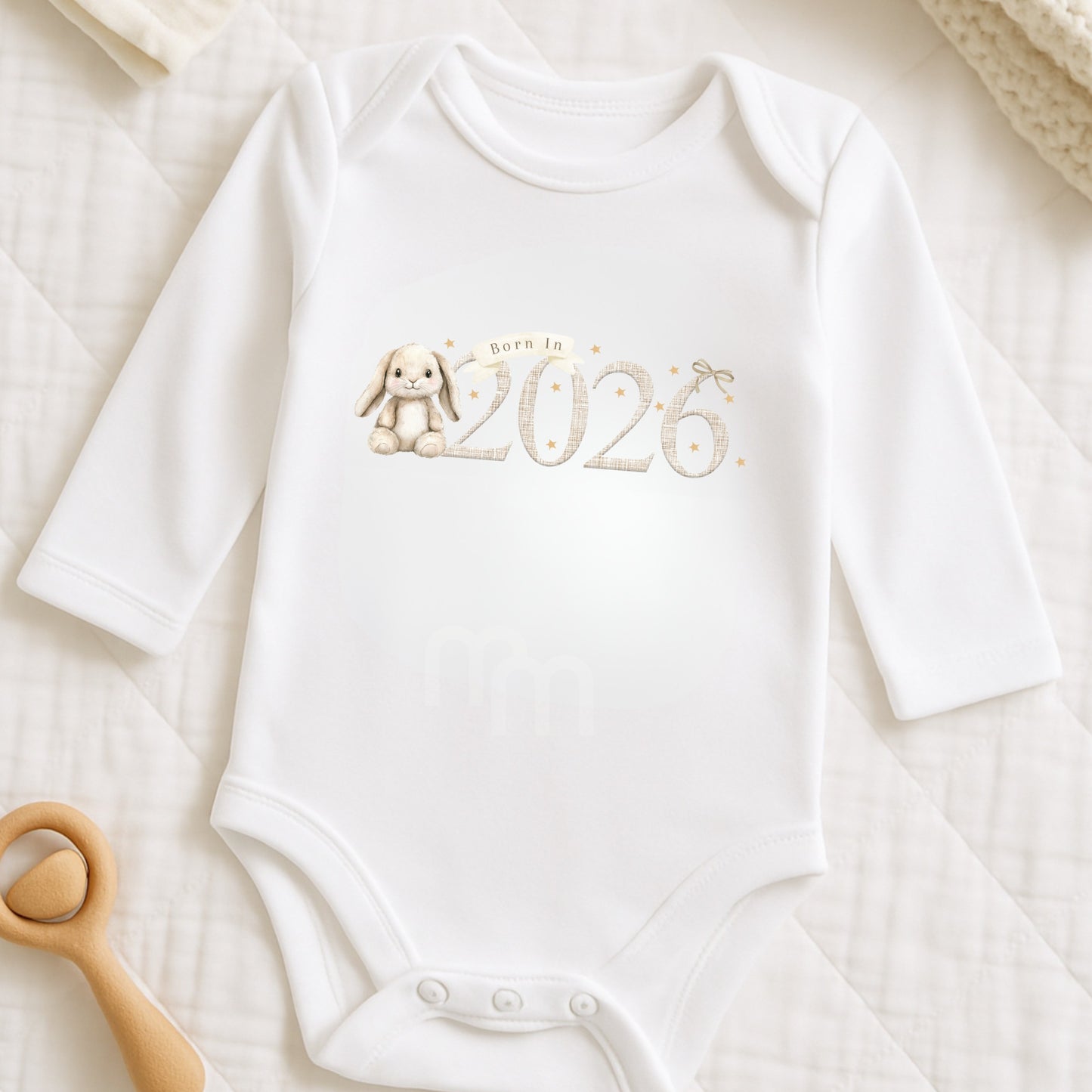 Born in 2026 Baby Vest & Sleepsuit Gift Set – Bunny Design